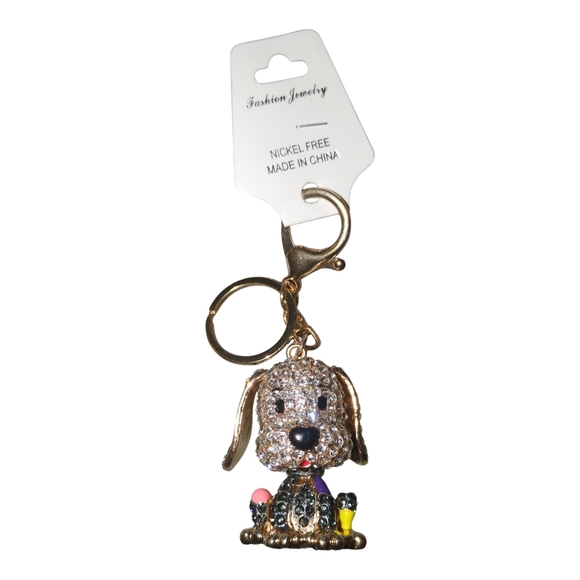 Accessories - Crystal Dog Keychain with moveable parts